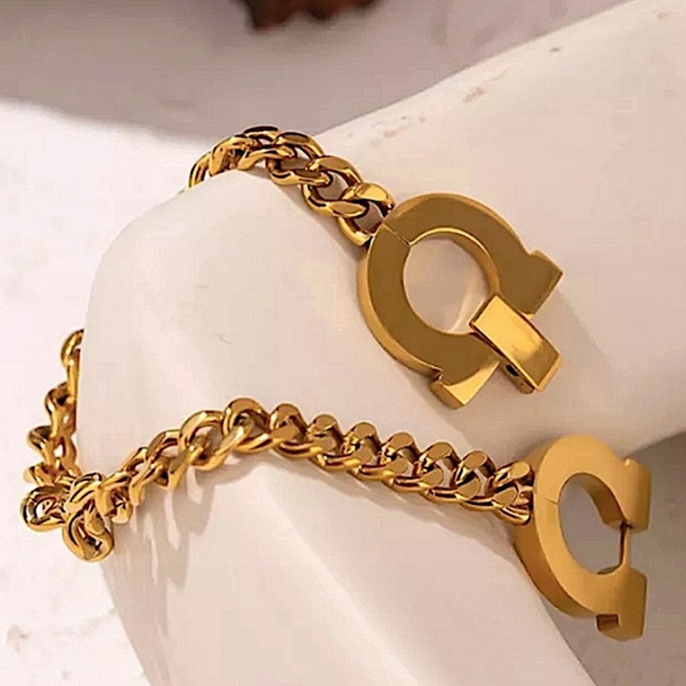 Omega Gold Cuban Stainless Steel Chain Link Bracelet
